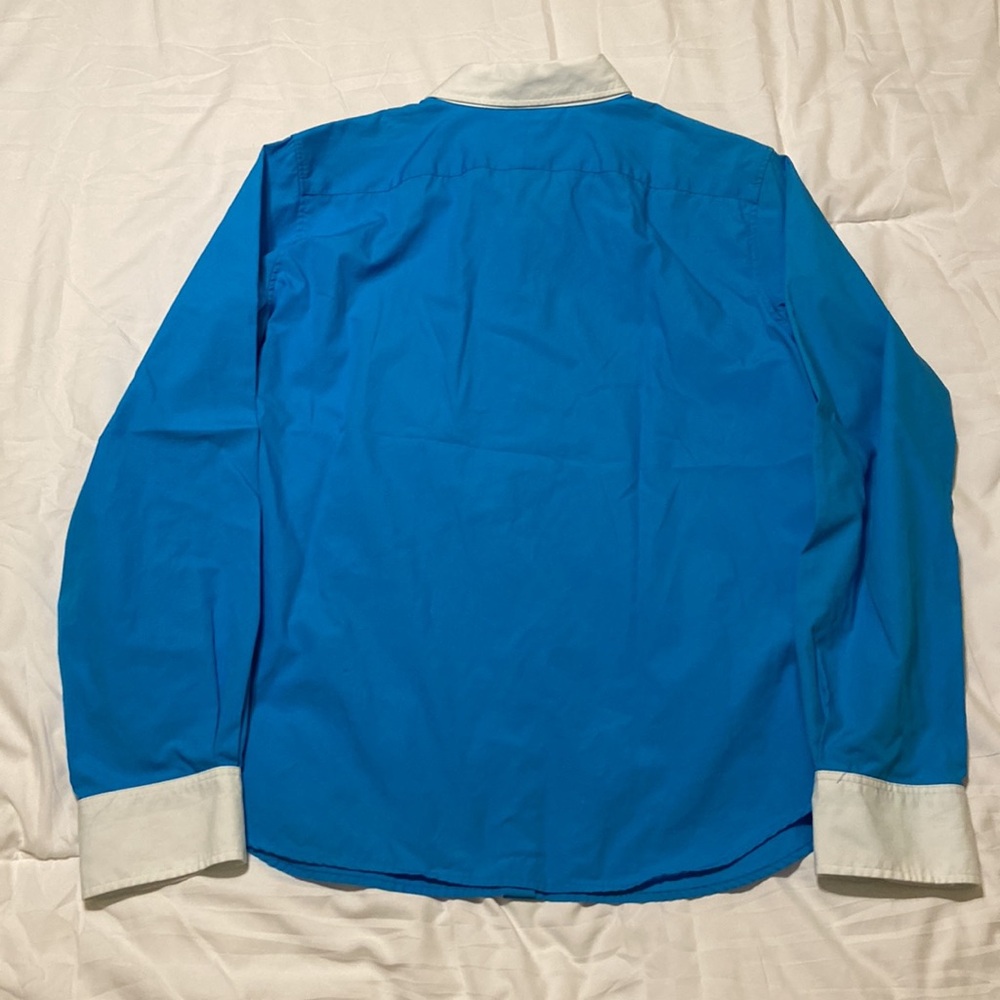 Womens Ralph Lauren VTG Turquoise Button-Down Shirt White Collar & Cuffs Size L - Picture 13 of 14